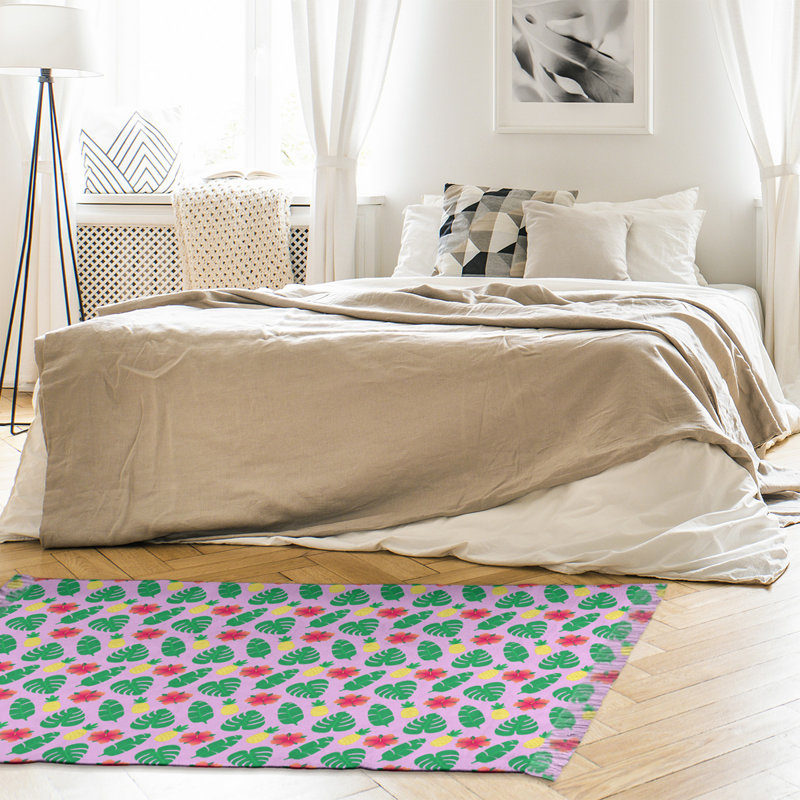 Mauve tropical/Tapis décoratif vert, non