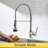 Single Handle Kitchen Faucet With Pull Down , Brushed Nickel, 360-Degree Spin Spout For Sink Spray, Handle, Rotatable And Bath Sinks Faucets