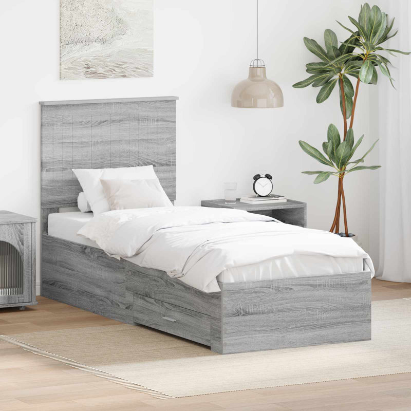 Bed Frame, Small Single (2'6), Silver/Grey Sonoma