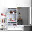 Bureau de coiffeuse moderne avec 3 lumières colorées et miroir - espace de rangement généreux, rangement spacieux et lumineux