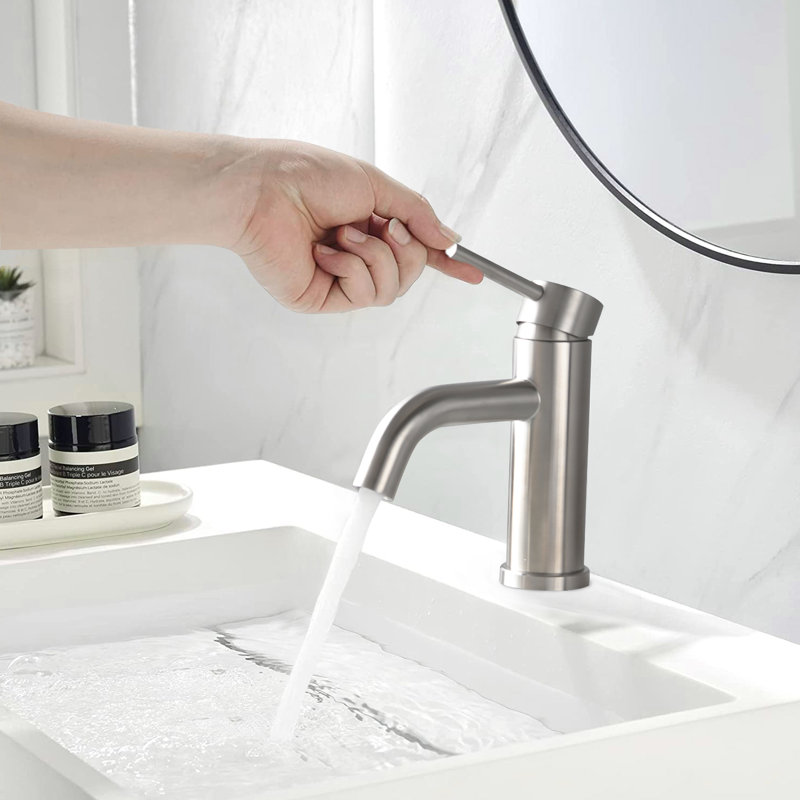 Single Hole Bathroom Faucet With Drain Assembly, Brushed Nickel, With Drain Assembly