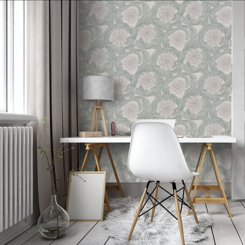 Asbury 10.05m x 53cm Matte Wallpaper Roll, Light Grey
