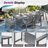 Immie 7- Piece HDPE Outdoor Dining Table Set With Chairs & Umbrella Hole, Gray-1015650110-1029547166