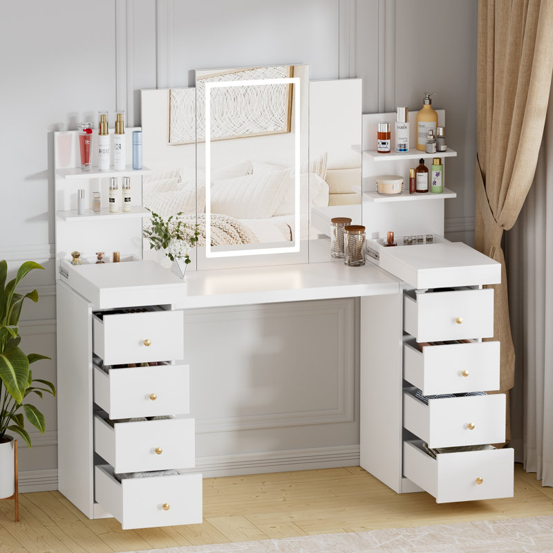 Ensemble coiffeuse avec miroir lumineux