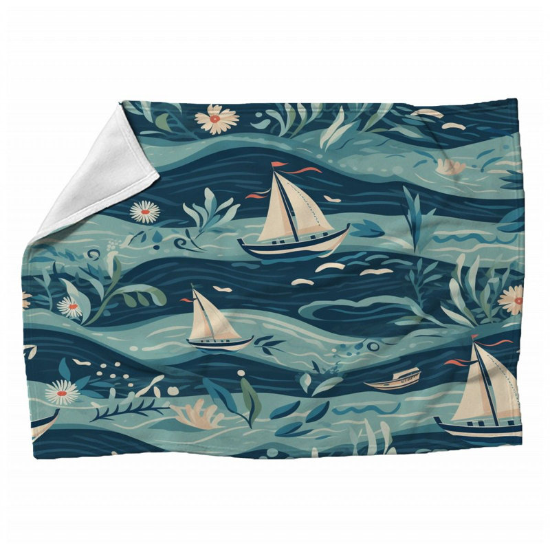 Nautical Pattern Maritime Machine Printed Throw Blanket, 60" x 80"