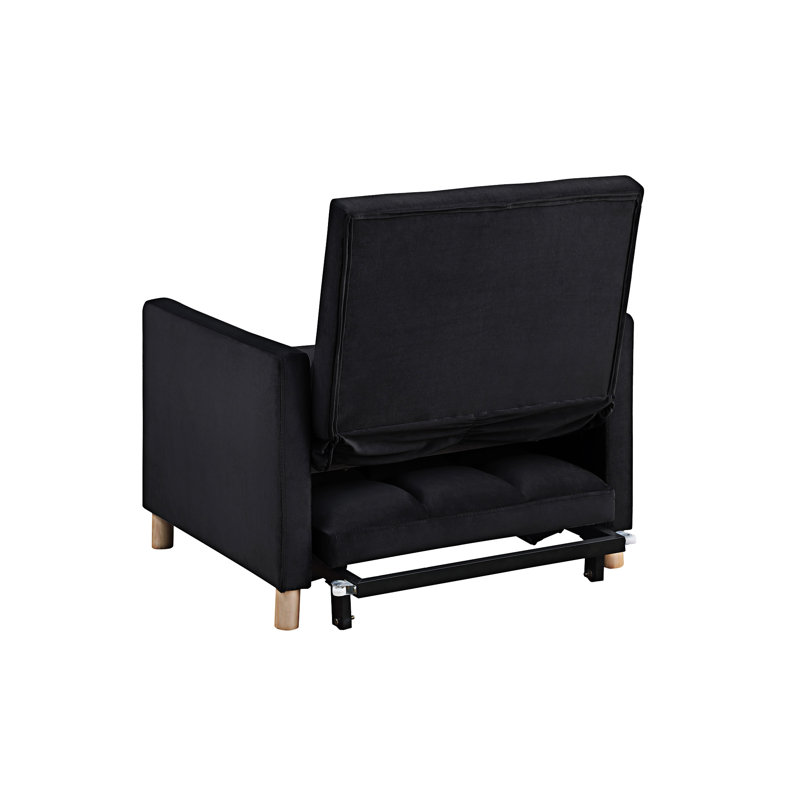 Somdath Sleeper Sofa Chair Bed Multi-Functional Sleeper Chair Upholstered Accent Chair, Black Velvet