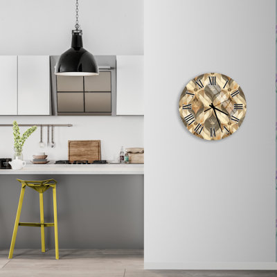 Beige Tempered Glass Wall Clock, Abstract Art Decor Clock, Modern Home Decor, Living Room Clock, Gift for Home, Statement Piece
