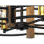 Lustre suspendu cage d'intérieur 4 lumières en bronze et noyer d'inspiration industrielle