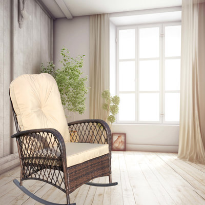 Appareil à bascule de patio, Union en acier, coussin de coussin souple, jardin dans la cour, ustensile d'extérieur à noyau brun peu profond, modèle de modèle de siège spacieux, modèle de jardin de construction, strate inférieure