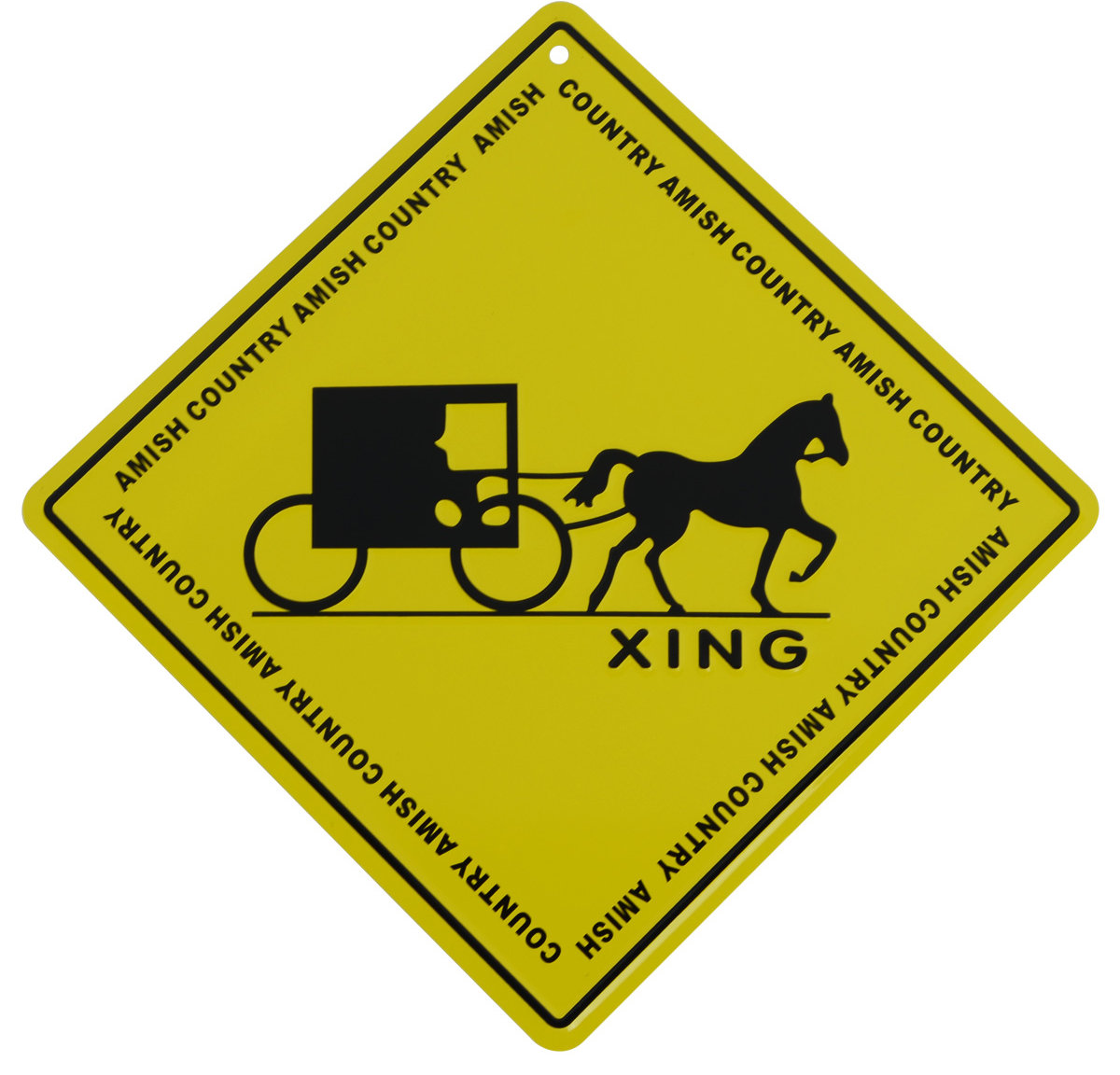 Caution AMISH CROSSING Yellow Metal Warning Road/Street Sign Caution AMISH CROSSING Yellow Metal Warning Road/Street Sign