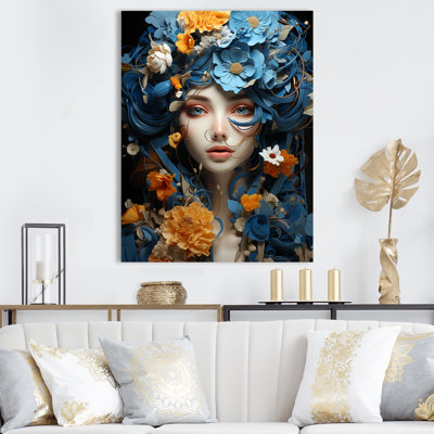 " Popart Electric Blue Woman "