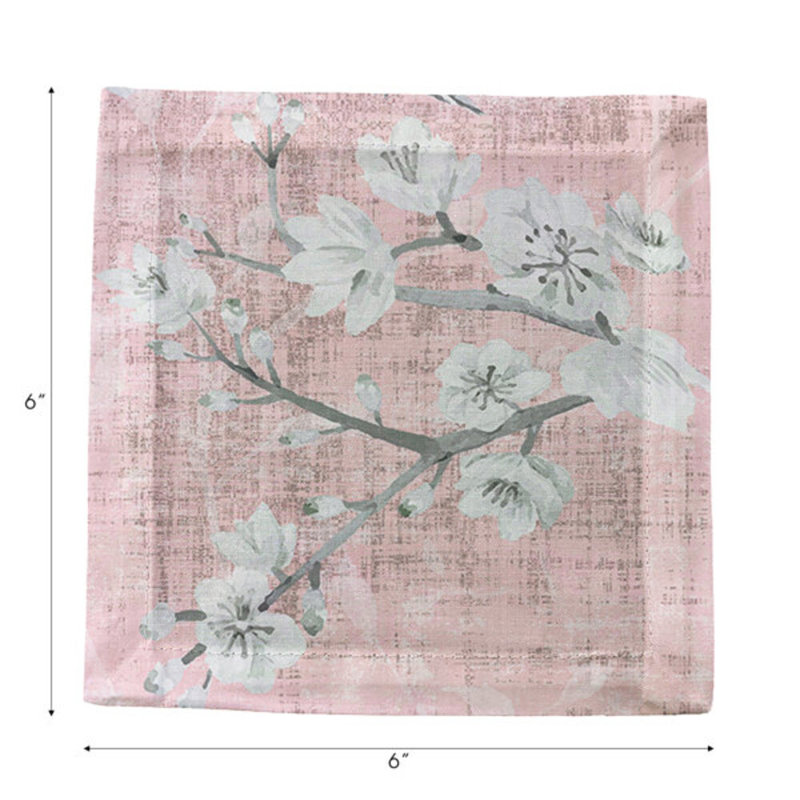 Serviettes de table en satin de coton Blossom Fantasia, Rose tendre