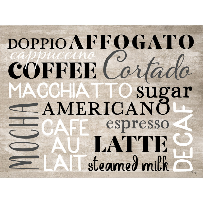 «Coffee Board On Canvas» par Yass Naffas Designs, reproduction, H 24 po x l 36 po x P 1,25 po