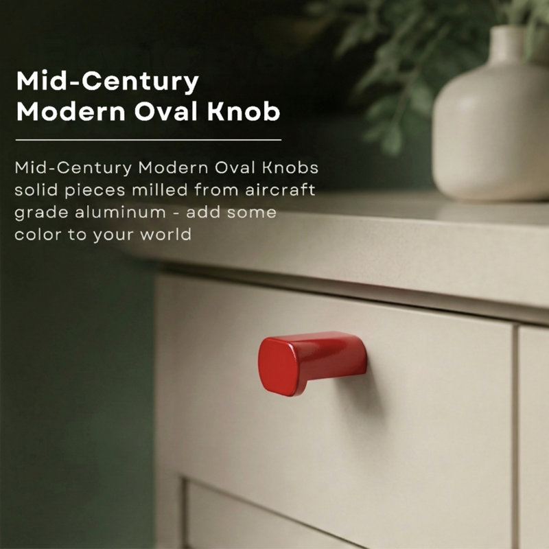 1.75" Oval Knob, Rose (Red)