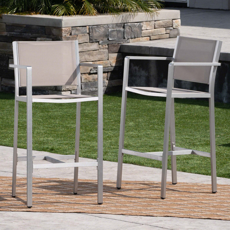 29.50" Barstools with Silver Rust-Proof Aluminum Frame, Set of 2
