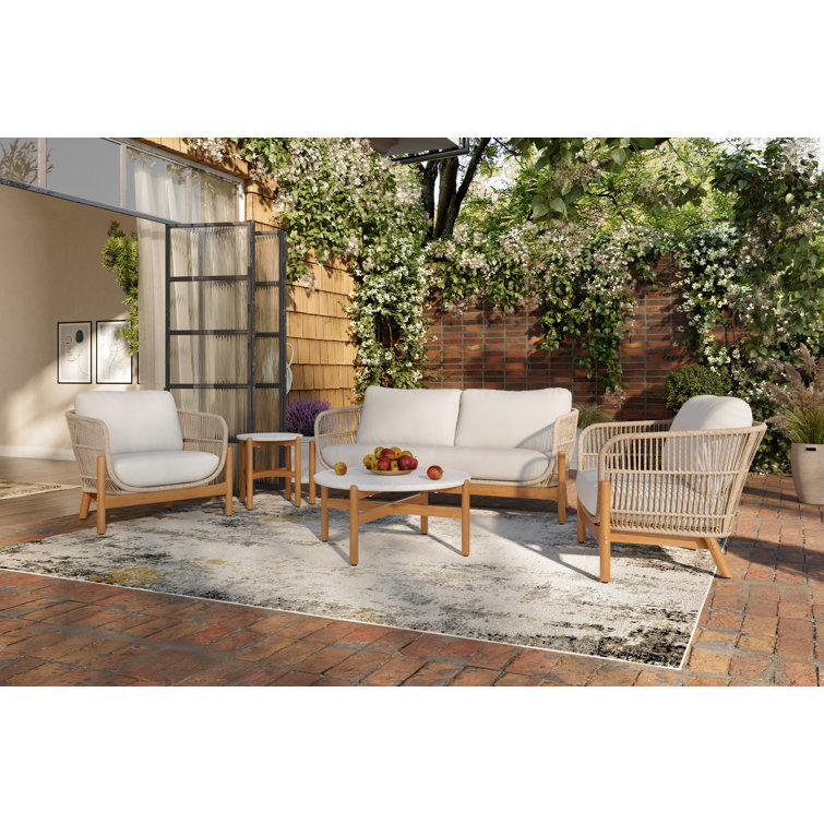 Ensemble de patio 5 pièces Lyal - causeuse, 2 chaises, table basse et table de bout