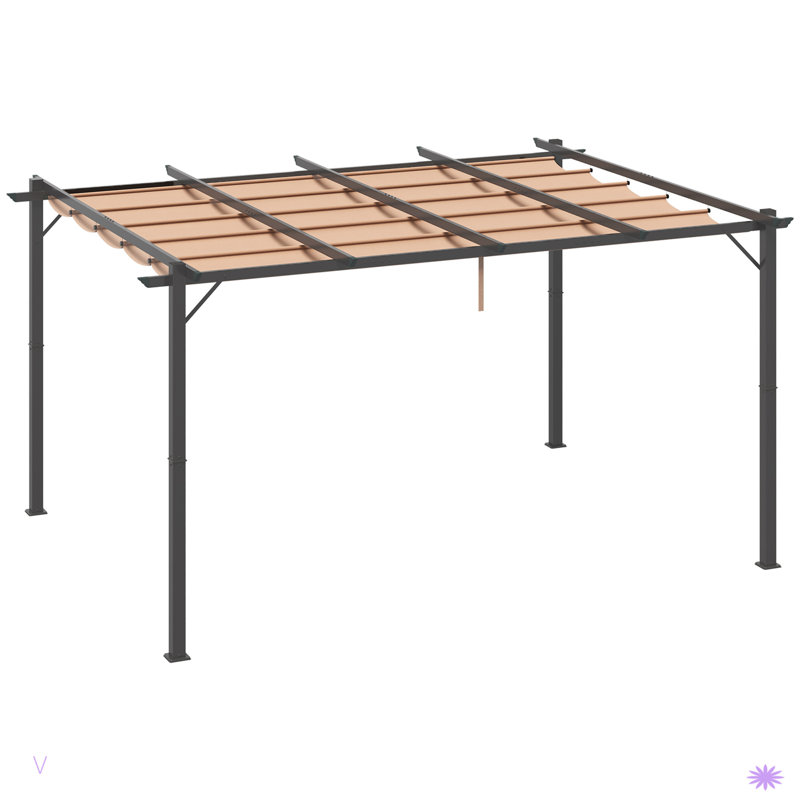 Outsunny Aluminum Patio Pergola With Retractable Pergola Canopy, Backyard Shade Shelter For Porch, Outdoor Party, Garden, Grill Gazebo