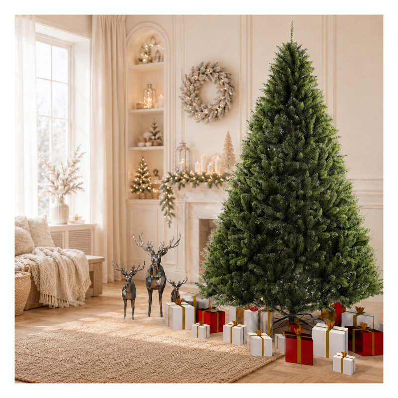 7.5ft Christmas Tree Artificial Full Xmas Trees,Green, for Holiday,Home,Office,Party Decoration, 2070 Branch Tips Metal Hinges & Foldable Base
