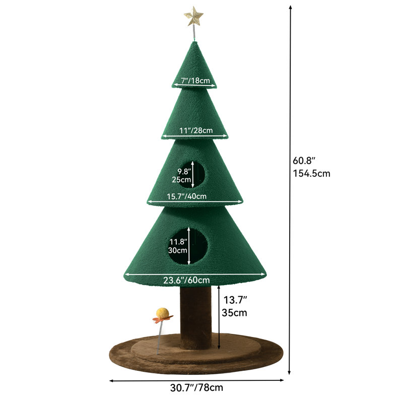 60.8"H Christmas Tree Cat Tree
