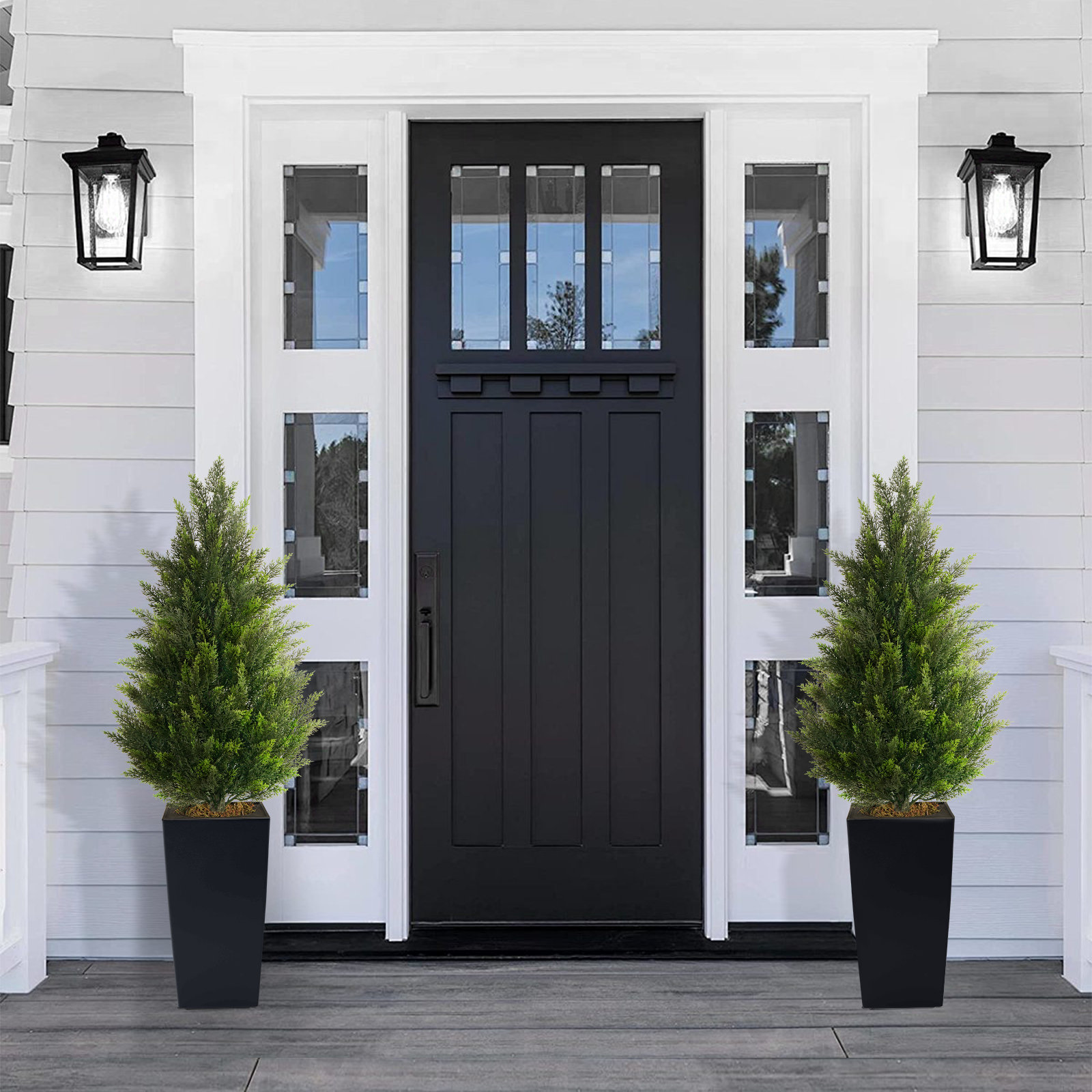 47" Cedar Tree in Pot, Black