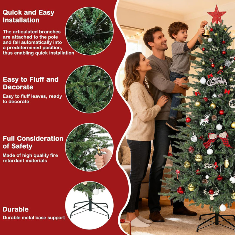 Lighted Artificial Christmas Tree, 5' H