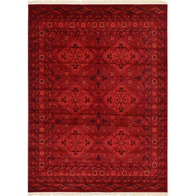 Tapis oriental rouge profond Amro