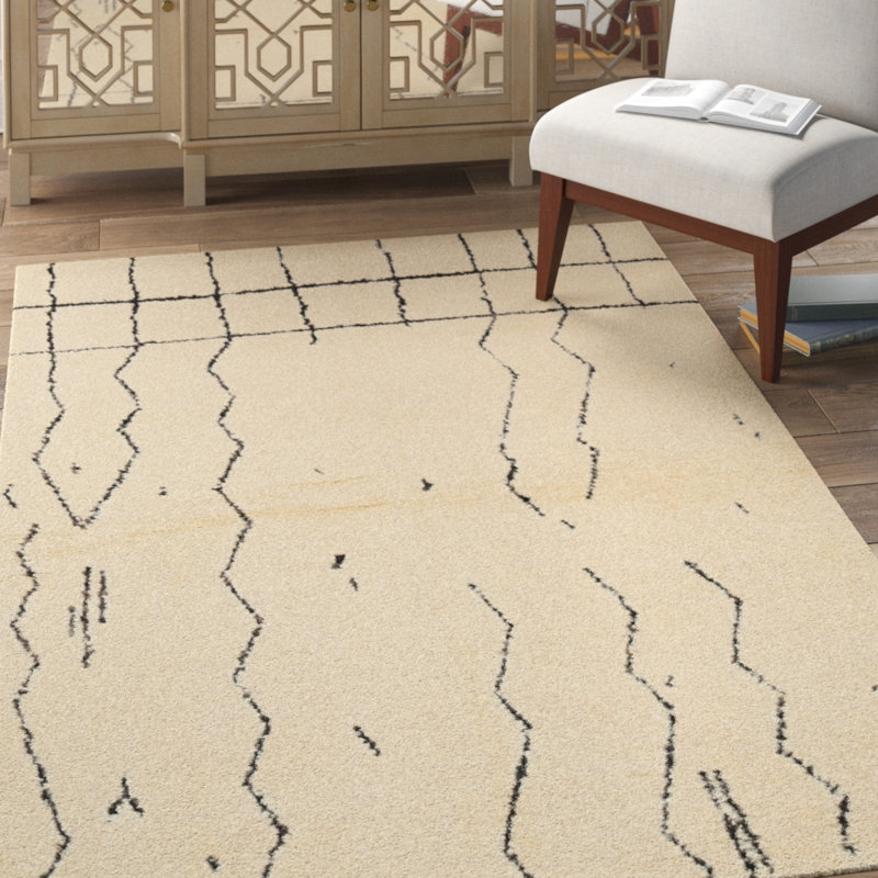 Tapis beige en laine touffeté à la main Abdelrahim