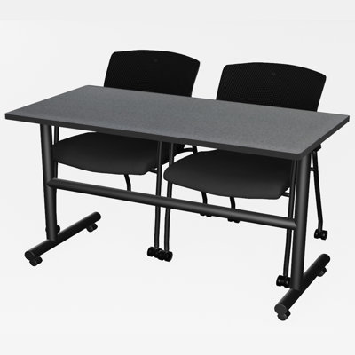 Aubin Rectangle Flip Top Training Table and Chair Set