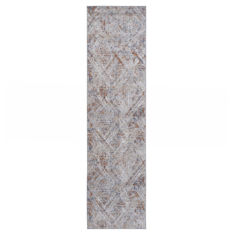 Beige / Geometric Area Rug, Runner 2'2" x 8'
