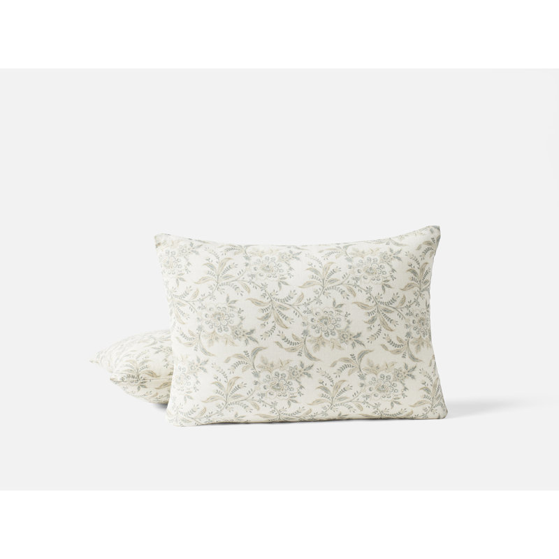 Housse de coussin Marguerite , Rectangulaire H 14 po x l 20 po, Naturel / golfe