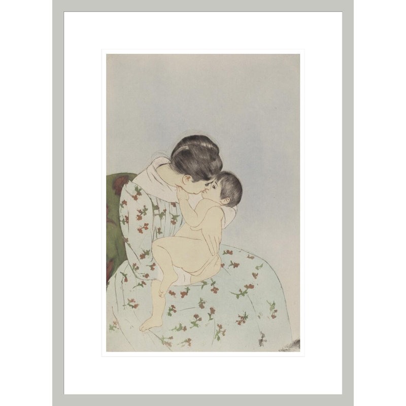 «Mother's Kiss» par Mary Cassatt, impression giclée sur cadre, 21.75" H x 16.14" W