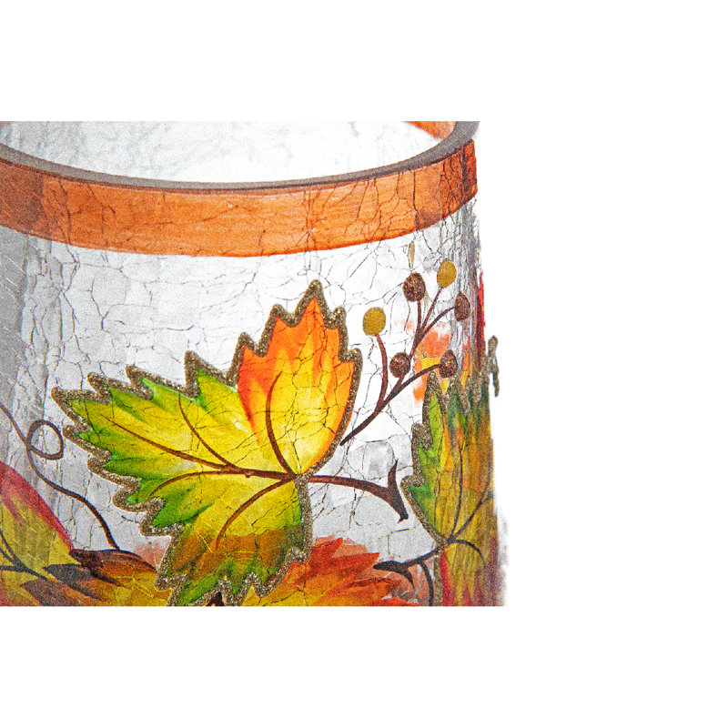 Porte-bougie en verre craquelé Ambient Leaves