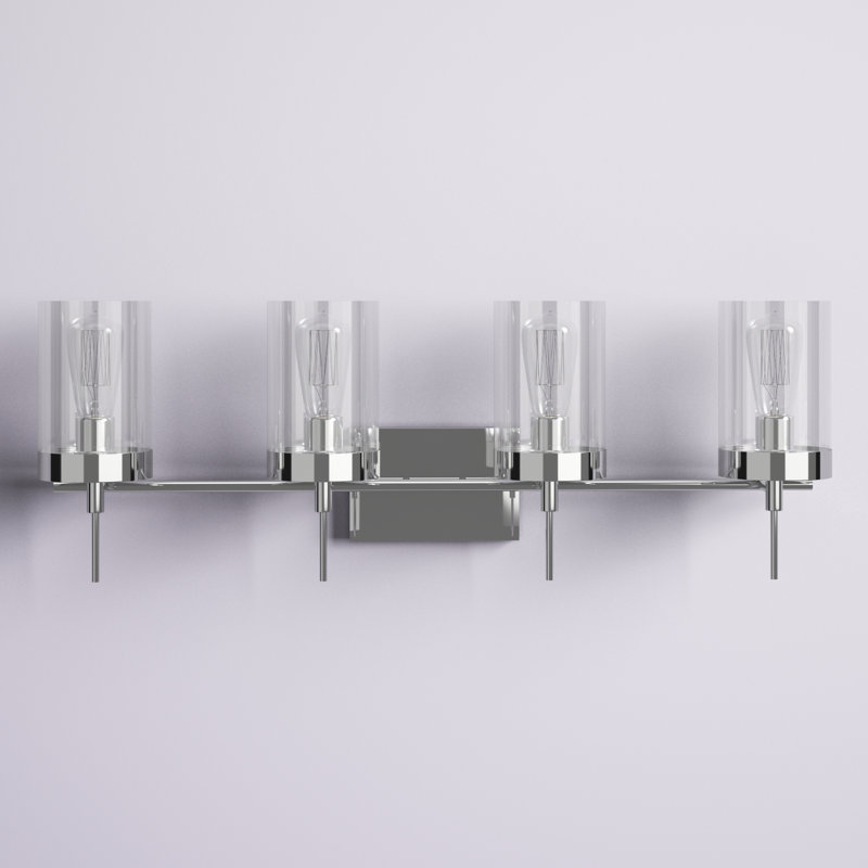 Éclairage pour meuble-lavabo à intensité variable Annisha, Chrome, H 11 po x l 32 po x P 32 po, Quatre lumières