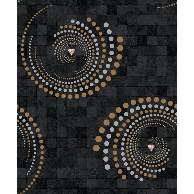 Rouleau de papier peint l 33 pi x l 21 po Hueramo, Gris / bronze / noir
