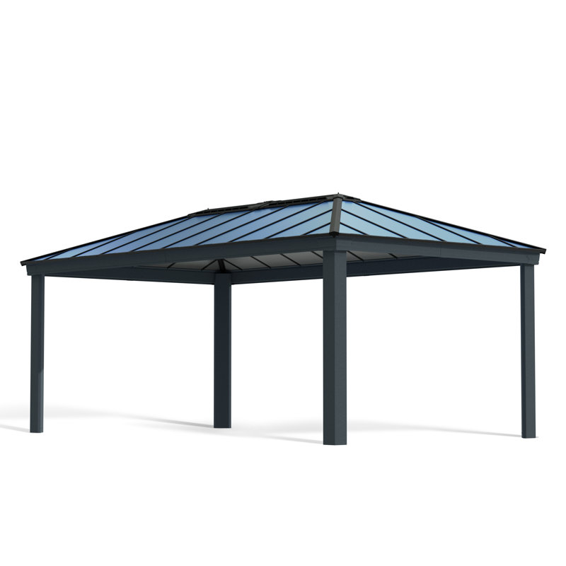 Palram - Canopia Dallas 20' W x 12' D Aluminum Polycarbonate Outdoor Backyard Patio Gazebo Gray, 20 ft. x 12 ft.