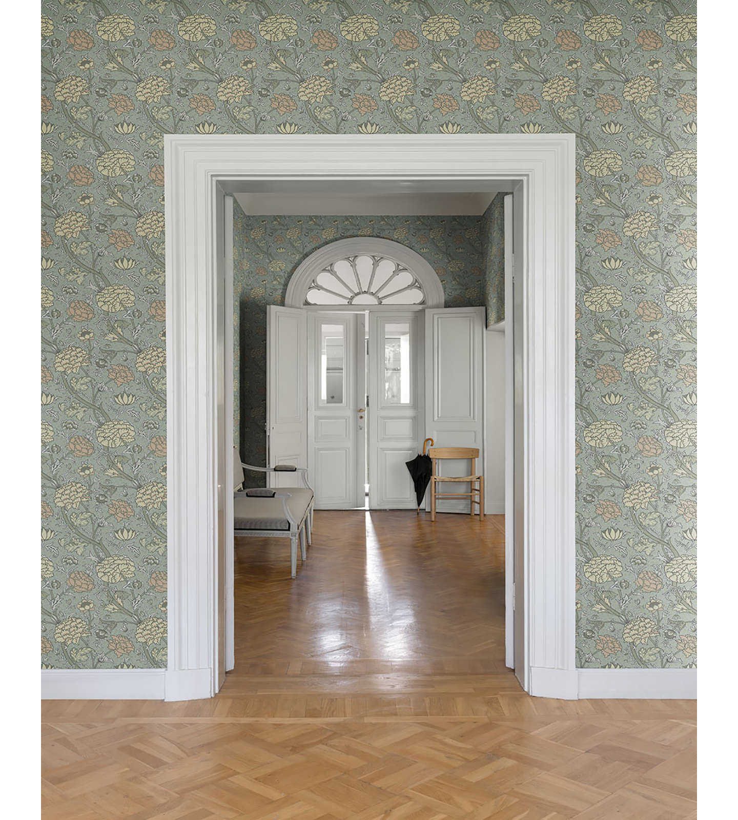 Floral Wallpaper, Light Blue