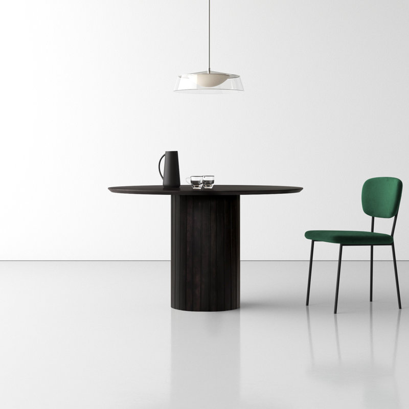 Daley Round Solid Wood Dining Table, Black