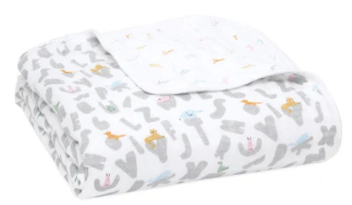Couverture en mousseline, Alphabet animaux