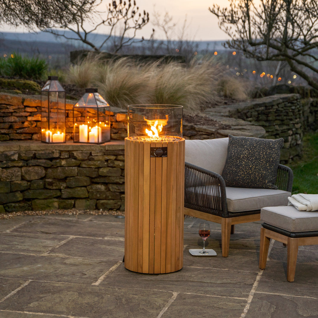 Himanshu Round Douglas Fir Wood Propane Smokeless Fire Pit Table with Hidden Fuel Tank
