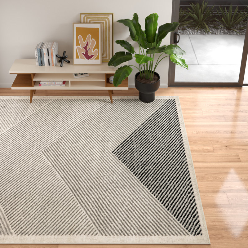 Modern Mountain Striped Area Rug, Rectangle 8' x 10'