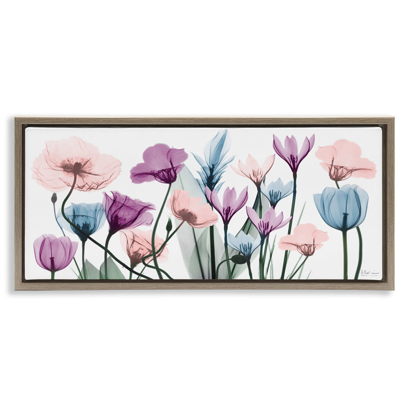 Tulipes modernes translucides pastel, Cadre flottant orme Montalcino, H 14 po x l 31 po