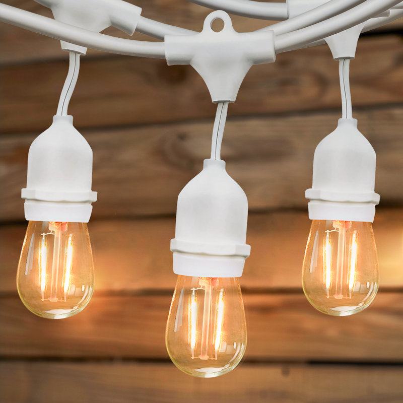48 ft White LED Outdoor String Lights with Clear Bulbs