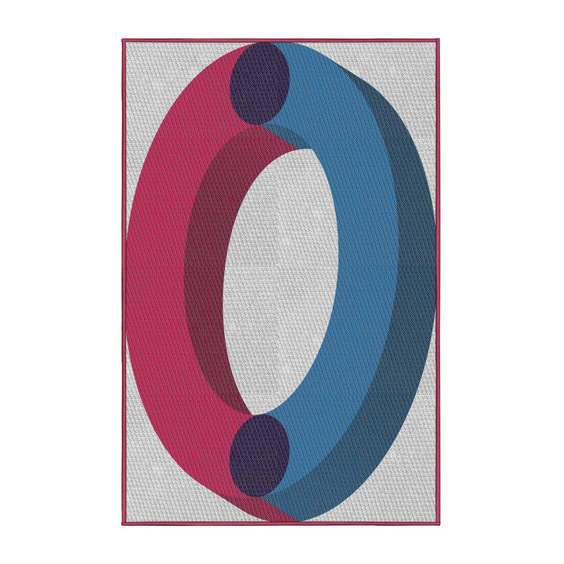 Tapis à tisser rose/bleu/gris, Rectangle 2 pi x 4 pi