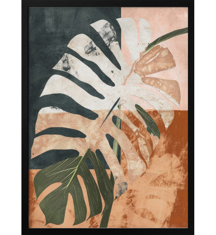 "Into the jungle", art mural texturé encadré, Noir, H 40 po x l 30 po