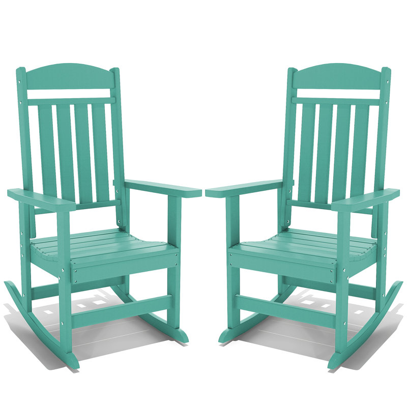 Chaise berçante pour l'extérieur en PEHD Oxing, Bleu lac