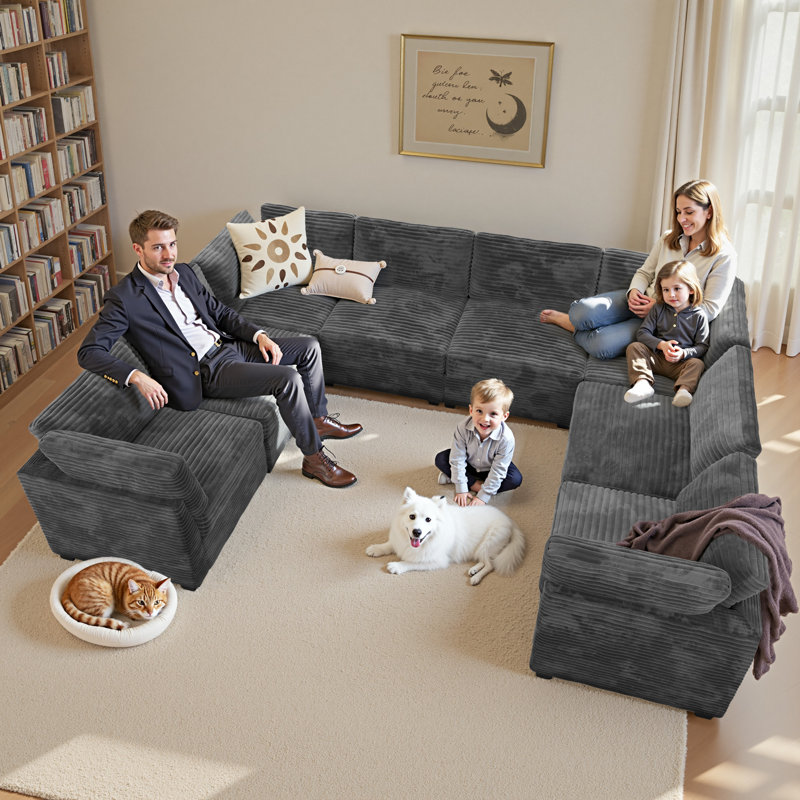 130“large U Shaped Upholstered Sofa For Living Room, Office, Bedroom, Modern Sectional Couch Sofa, Comfy Cloud Couch