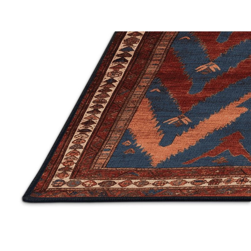 Machine Washable Persian Black Area Rug, Rectangle 7' x 10'