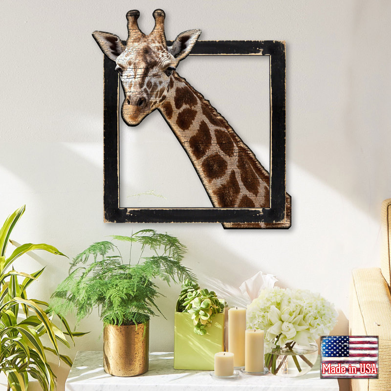 Décoration murale giraffe, H 20 po x l 20 po x P 2 po