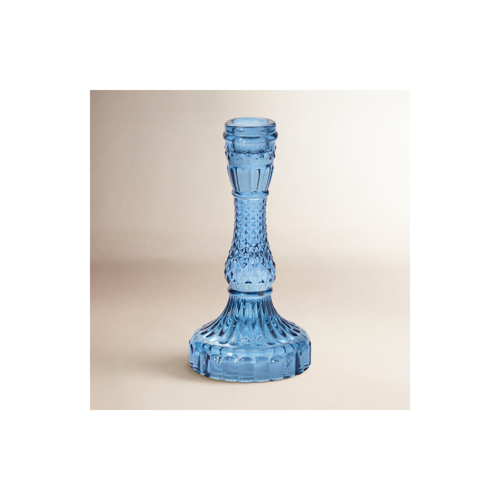 Samira Glass Tabletop Candlestick, Blue