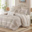 Ensemble d'édredon pour grand lit 7 pièces Perryn Neutral Vintage Jacquard-123553347-123553348